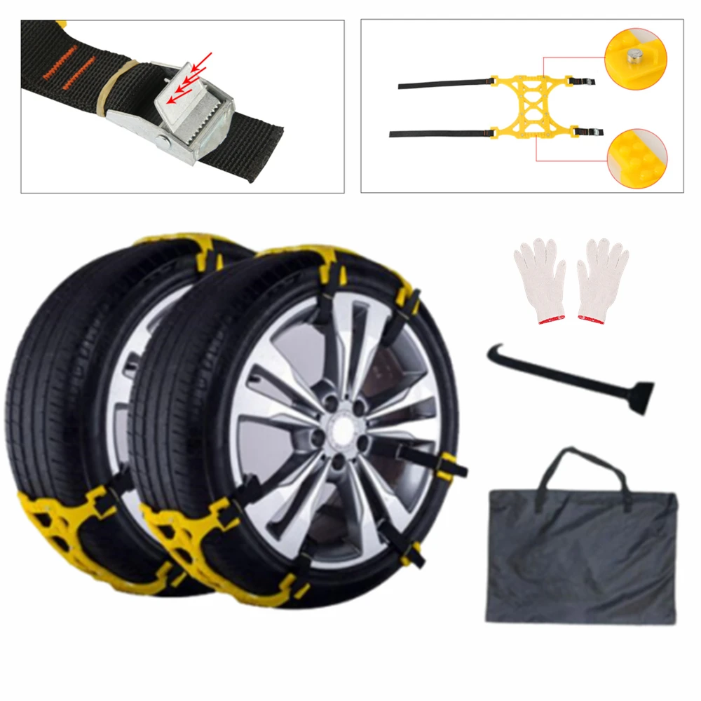 6PCS Anti-slip Tire Chains Car Wheel Chains Full Set Anti-skid Car Snow Chain Winter Tyre Chains For Car Wheels