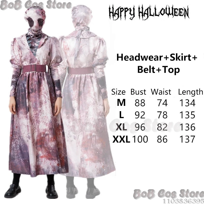 Halloween Party Adult Man Women Reaper Witch Robe Printed Scary Skeleton Vampire Butcher Role-playing Game Cosplay Costume Suit