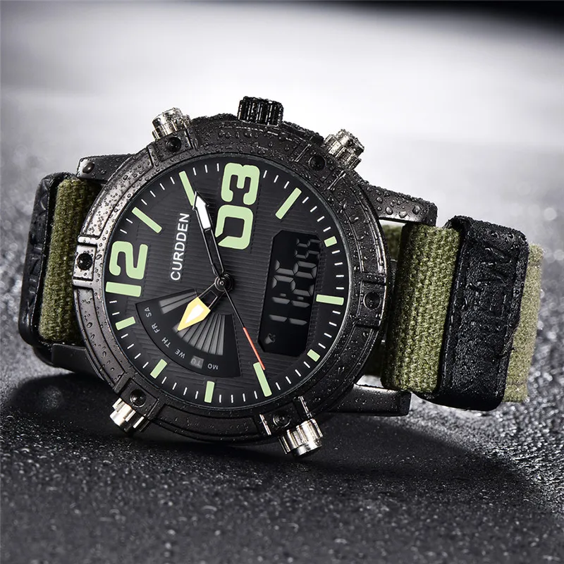 Men Genuine CURDDEN Brand Chronograph Watch Fashion Nylon Band Dual Time Sports Military Designer Watches Relogio Masculino 2024