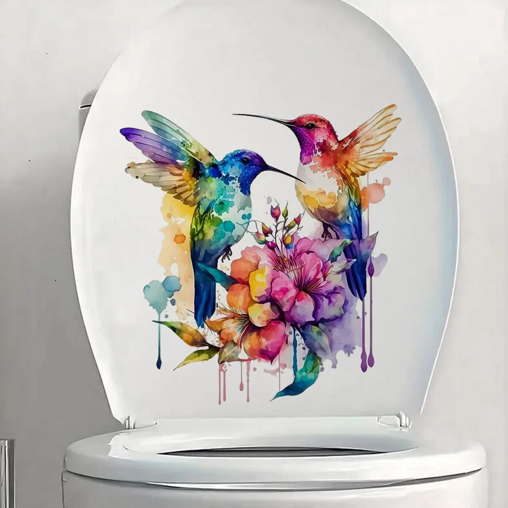 Watercolor Hummingbird & Floral Iron-On Transfer Stickers, Durable Material, Perfect for Home Wall Decor, Aesthetic Room view 3