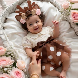 Ylsteed Newborn Girl Christmas Deer Outfit for Photo Shooting Infant Photography TUTU Skirt with Flower Headband Picture Props