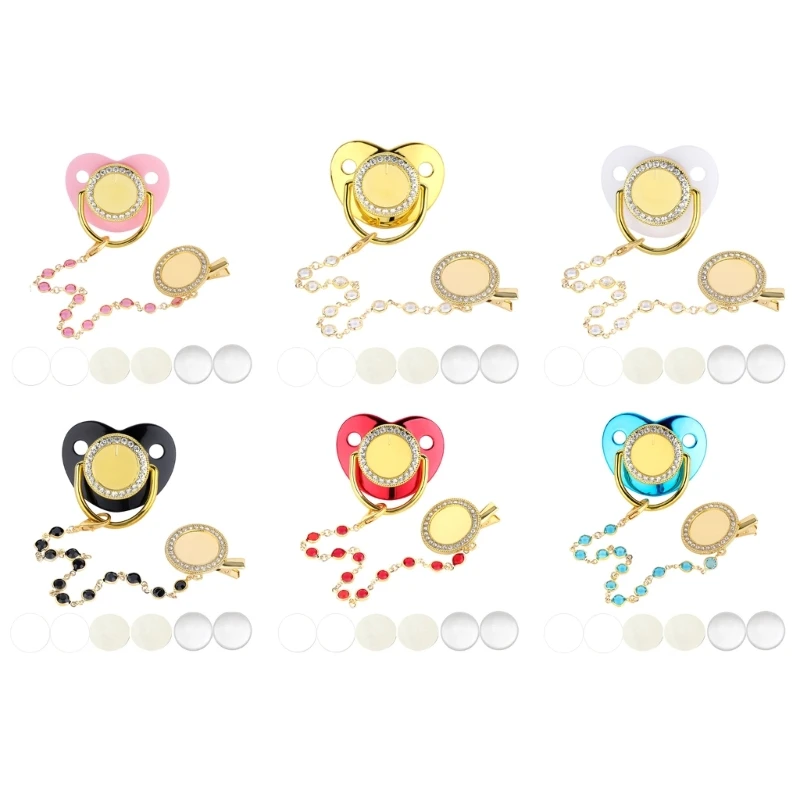 1 Set Heat Transfer Printing Baby Pacifier DIY Rhinestones Silicone Nipple