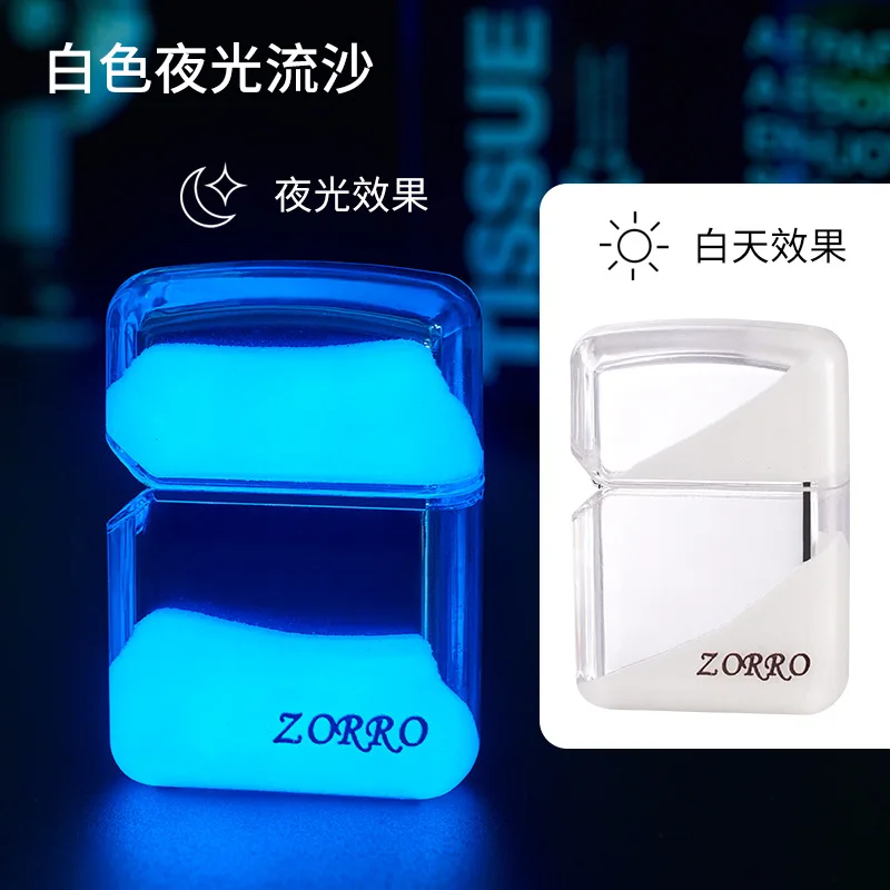 Zorro Windproof Kerosene Lighter Cool Luminous Quicksand Boyfriend Gift Personality Creative Wholesale Smoking Accessories