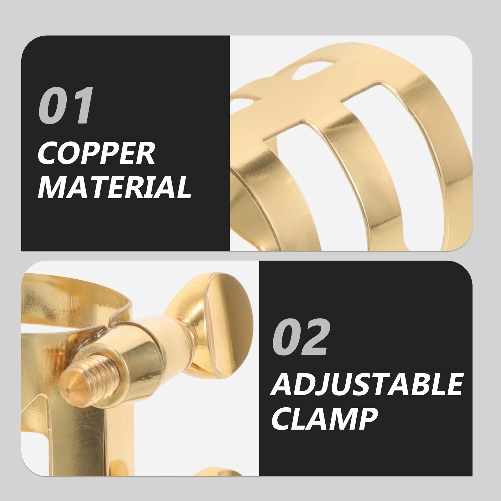 

Adjustable Saxophone Clip Copper Ligature Durable Metal Mouthpiece Clamp for Alto Saxophone Wind Instrument Parts Compatible