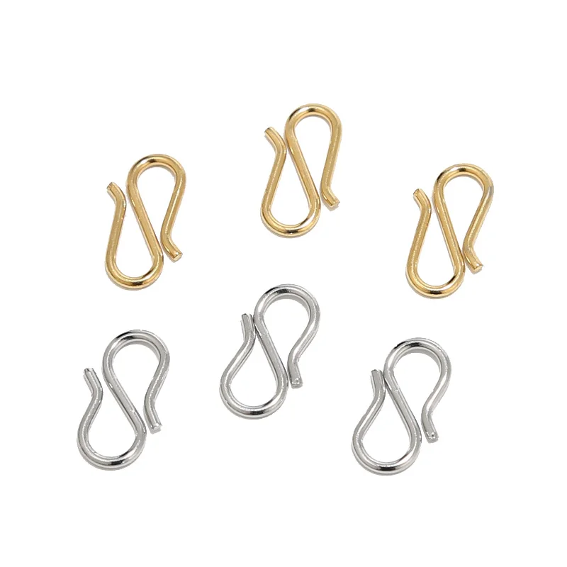 

50pcs/lot Gold Plated Stainless Steel 6*12mm S Shape Hook Clasp Connectors For DIY Jewelry Necklaces Bracelets Making Findings