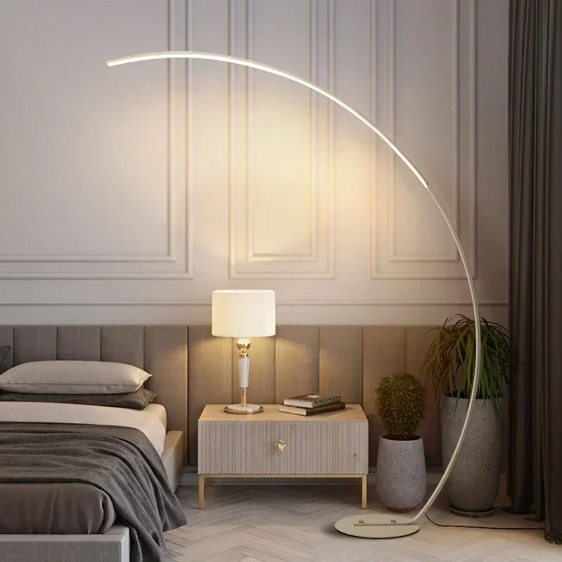 SANDYHA Modern LED Floor Lamp Half Moon Arc Design for Living Room Bedroom Bedside Table Lighting Home Decor Light Fixture