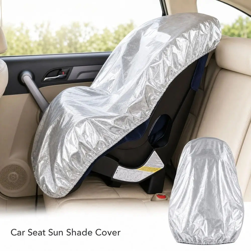 Reflective Fabric Car Seat Cover Full Coverage Slip on Fit Protective Case Heat Insulation Elastic Hem Protective Cover