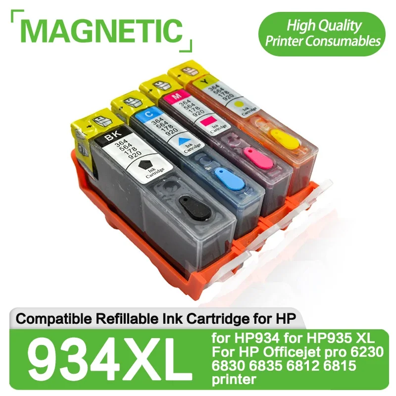 New Magnetic For HP934 935 Refillable Ink Cartridge for HP934 for HP935 XL For HP Officejet pro 6230 6830 6835 6812 6815 printer