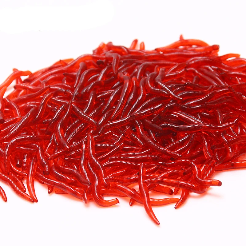 

100 PCS/bag Simulation Earthworm Soft bait 3.5cm Fake Bait Red Worm Lure Sea Fishing Crucian Carp Fishy Soft Lure