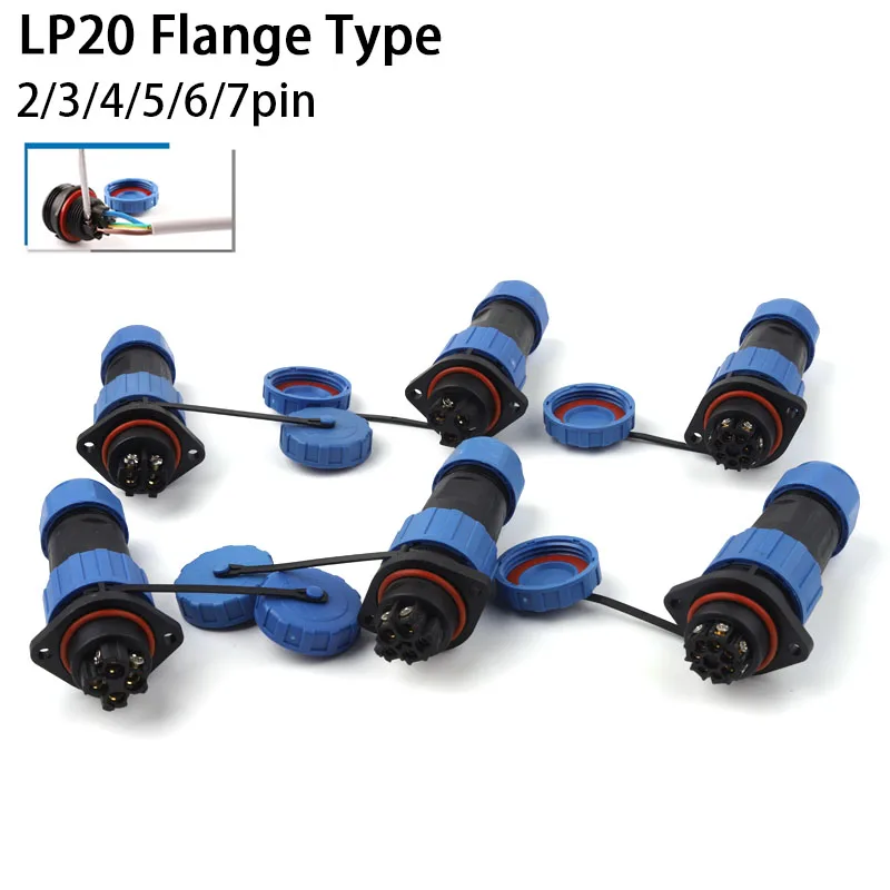 LP20 Ip68 Straight waterproof connector flange Industrial socket Plug No Welding Required Type Standard Size cable connectors