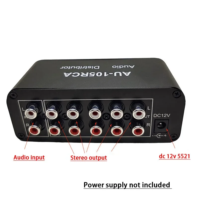 5CH Audio Distributor Stereo Audio Mixer 1 Input 5 Output RCA splitter NJM4580 Op Amp For Power Amplifier Active audio