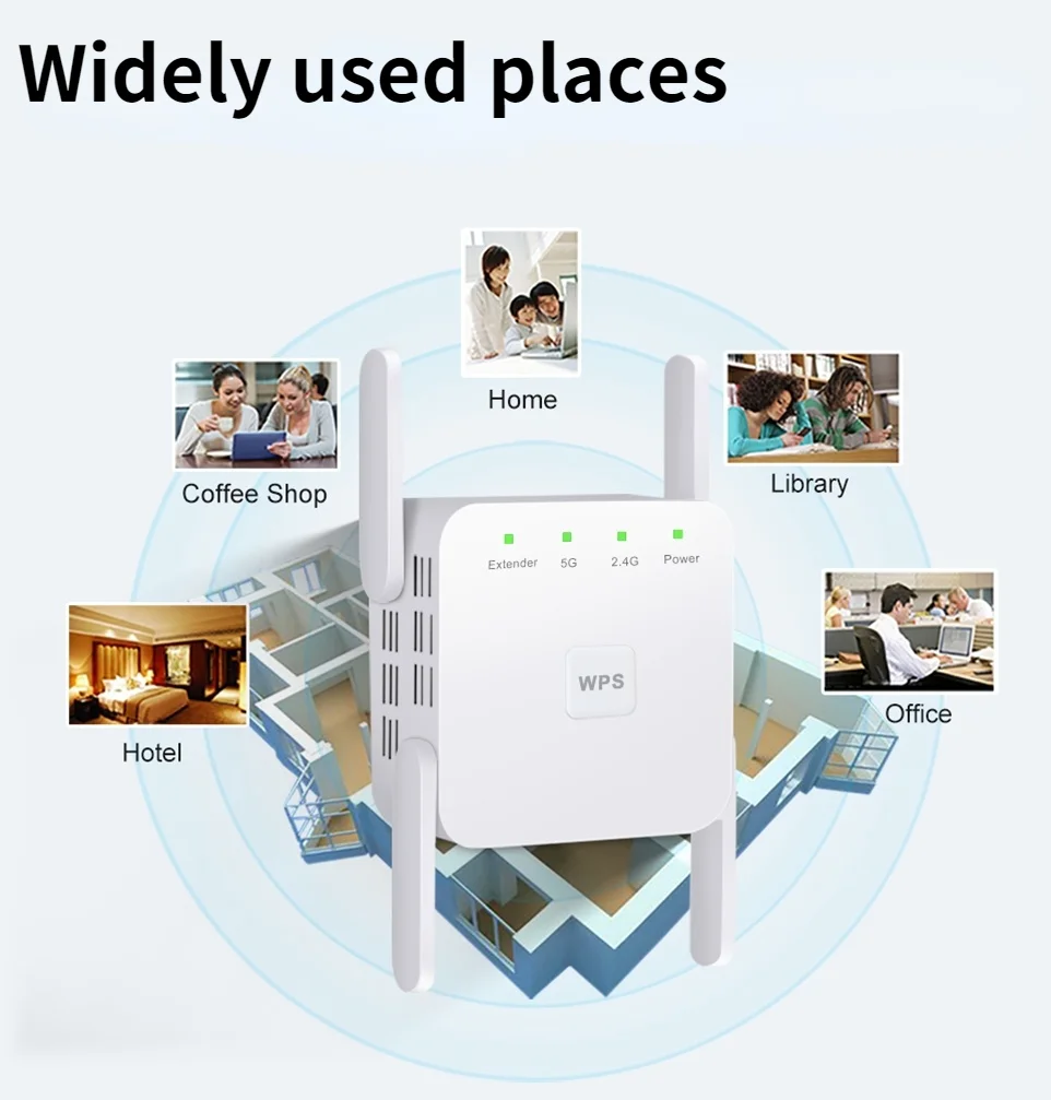 5GHz Wireless WiFi Repeater Wi Fi Booster Wireless Amplifier 300Mbps 1200 Mbps 5 ghz Signal Long Range Wi-Fi Extender