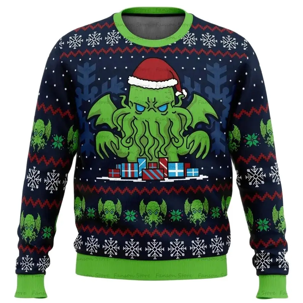 Merry Cthulhumas Cthulhu Ugly Christmas Sweater Cartoon Anime Women Men Pullover Tops 2025 New Fashion Couple Hoodie Sweatshirt