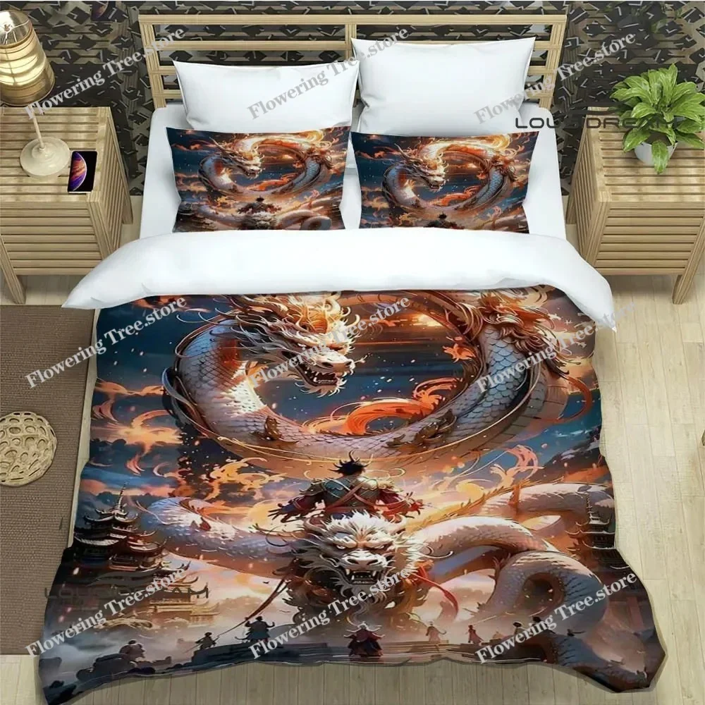 3D Retro Dragon Printed Bedding Sets Exquisite Bed Supplies Set Duvet Cover Bed Comforter Set Bedding Set Luxury Birthday Gift
