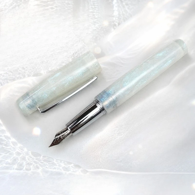 XINPAI High Aesthetic Pocket Fountain Pen Pink Transparent Resin Gradient Color Handwriting Practice MINI JOWO Nib Flexible 0.5F