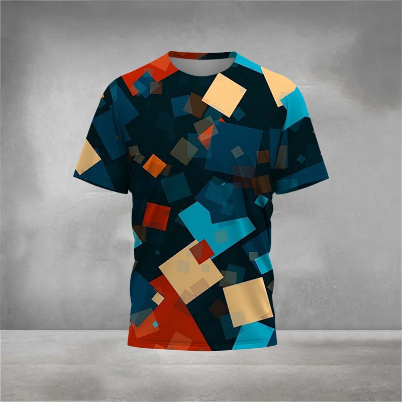 

3D Printed Geometry Sports T-Shirt For Men Fashion Personality Pattern Tees Summer Loose O-Neck Tops Short Sleeves T Shirts