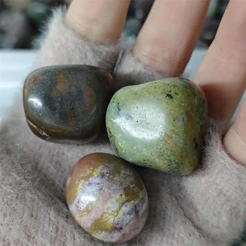 1KG Natural Ocean Jasper Tumbled Stone Carving Healing Crystal Gemstones Fish Tank Aquarium Decor Home Ornament Stone