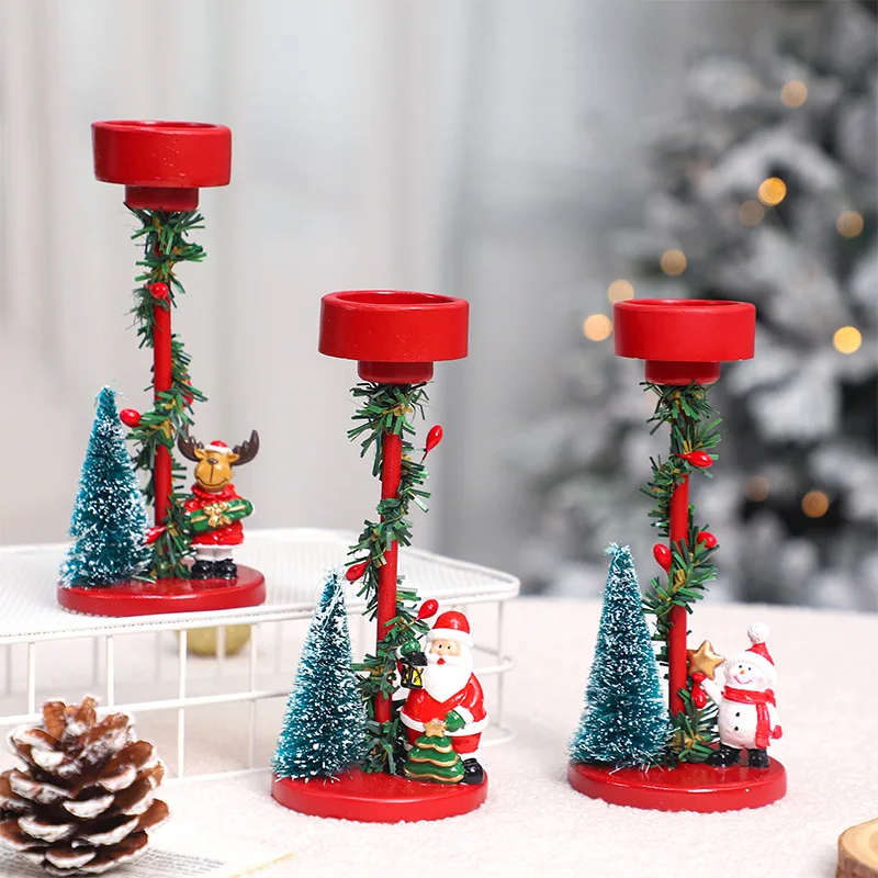 

Christmas Decorations Desktop Resin Christmas Tree Red Santa Candlestick Christmas Party GiftDecorations Desktop Ornaments