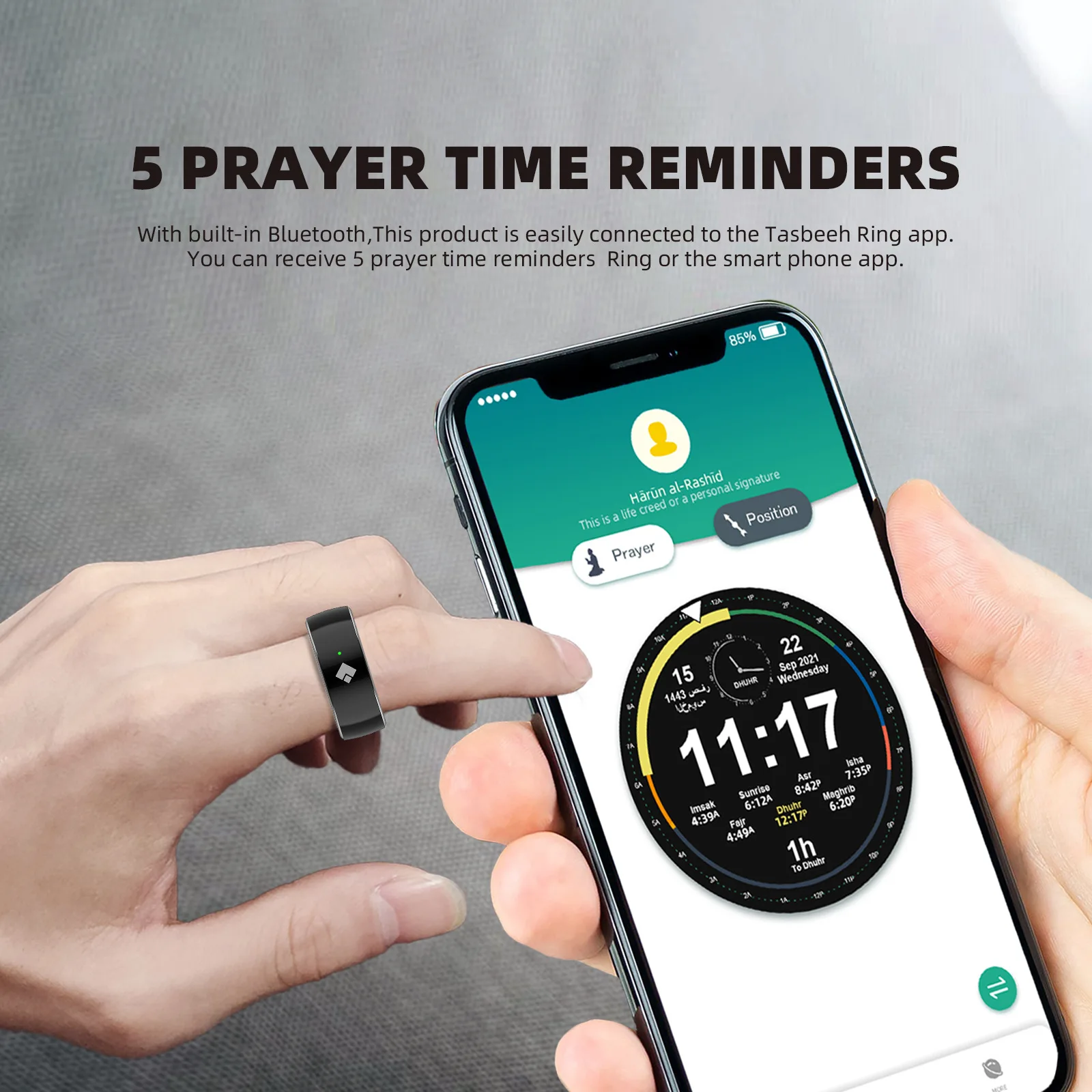 Arabic Muslim prayer ring QB708 Smart APP Control Wireless Smart Tasbeeh Ring With Digital Counter For Islamic Prayer