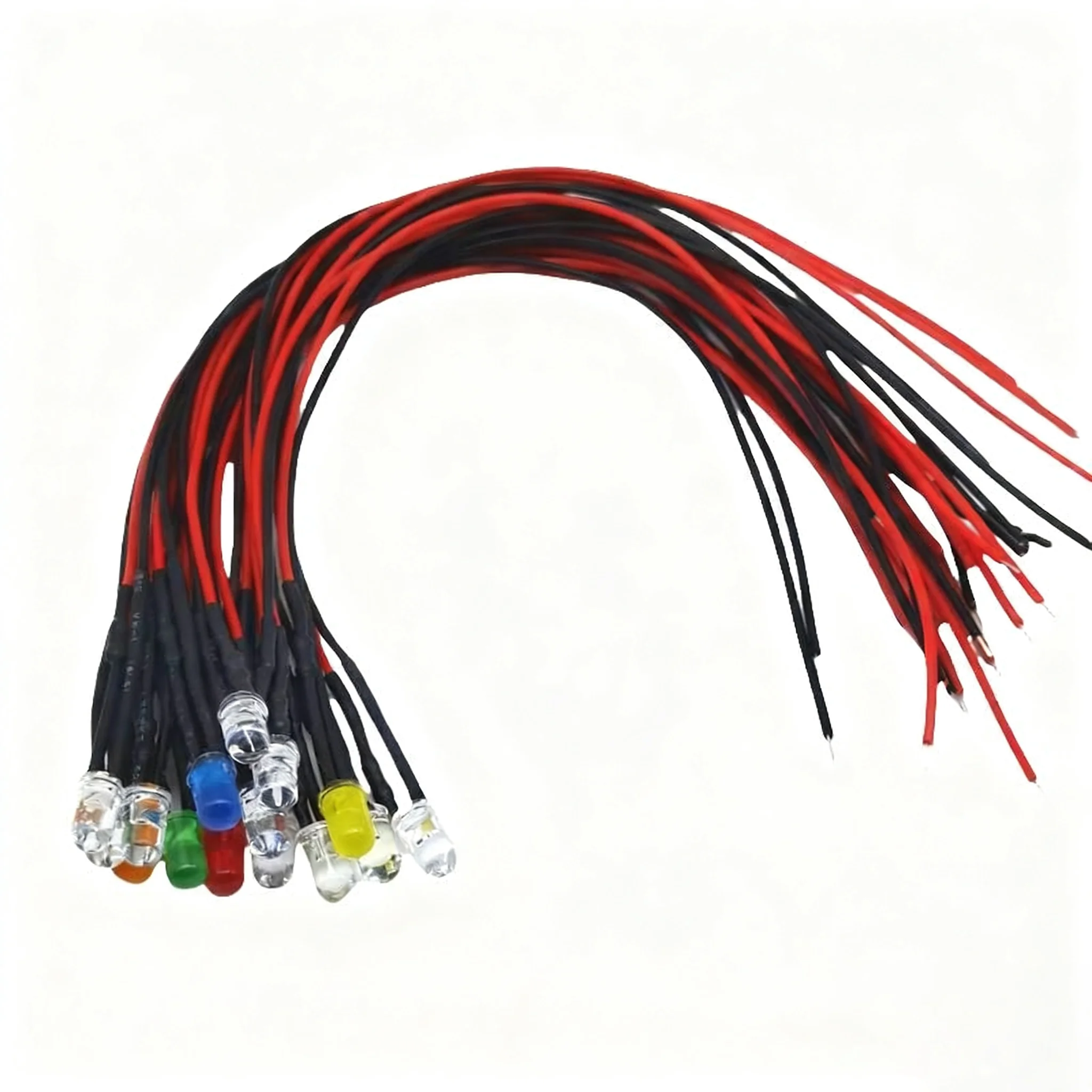 F3mm5/8/10mmled redondo emissora luz talão com fio e preto manga longa lâmpada luz indicadora de sinal 3v220v