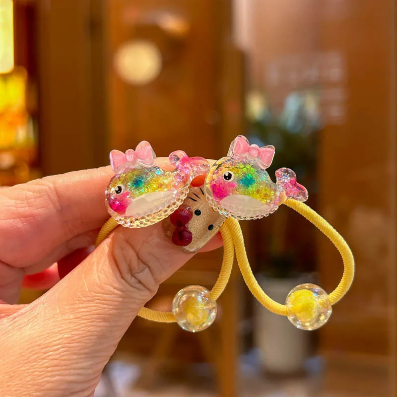 2 قطعة جديد مضيئة لطيف دولفين الفتيات مرونة العصابات الشعر إكسسوارات الشعر الأطفال العلاقات الشعر الطفل أغطية الرأس