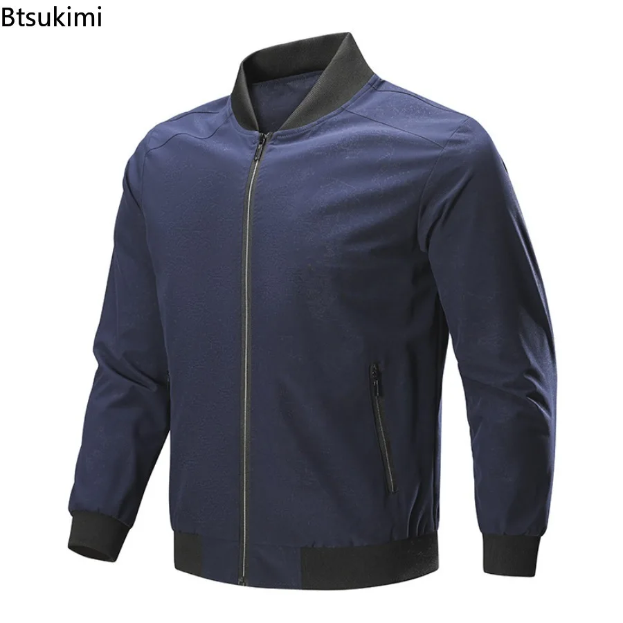 New 2026 Men's Bomber Jackets Fashion Stand Collar Outdoor Casual Water-proof Sports Jackets Zip Up Baseball Coats Men Clothing