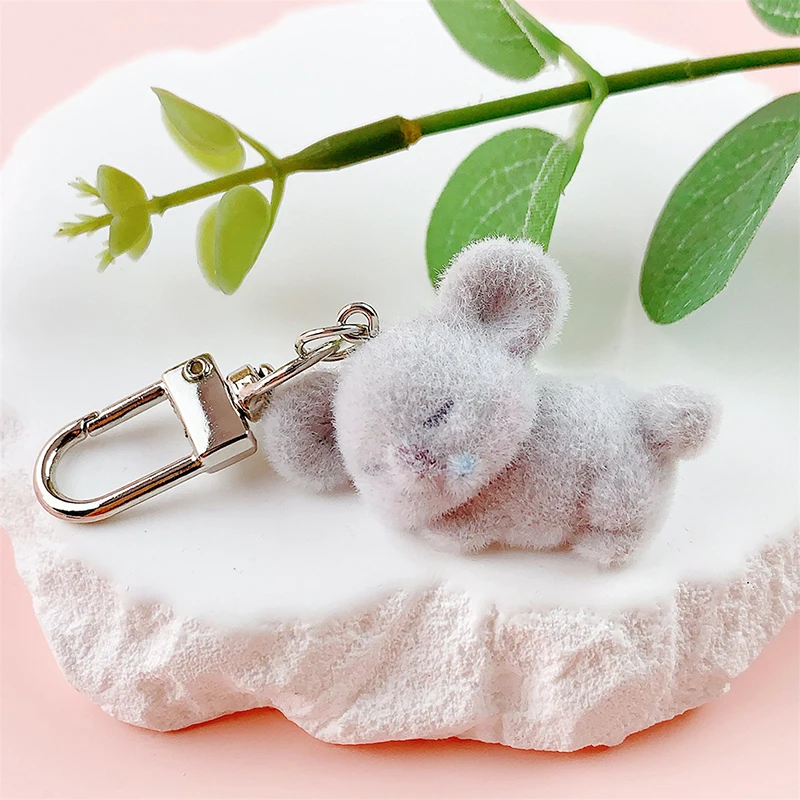 1pcs Fluffy Koala Animal Keychains For Friend Gift Cartoon Cute 3D Flocking Pet Pendant Bag Box Car Key Ring Accessories