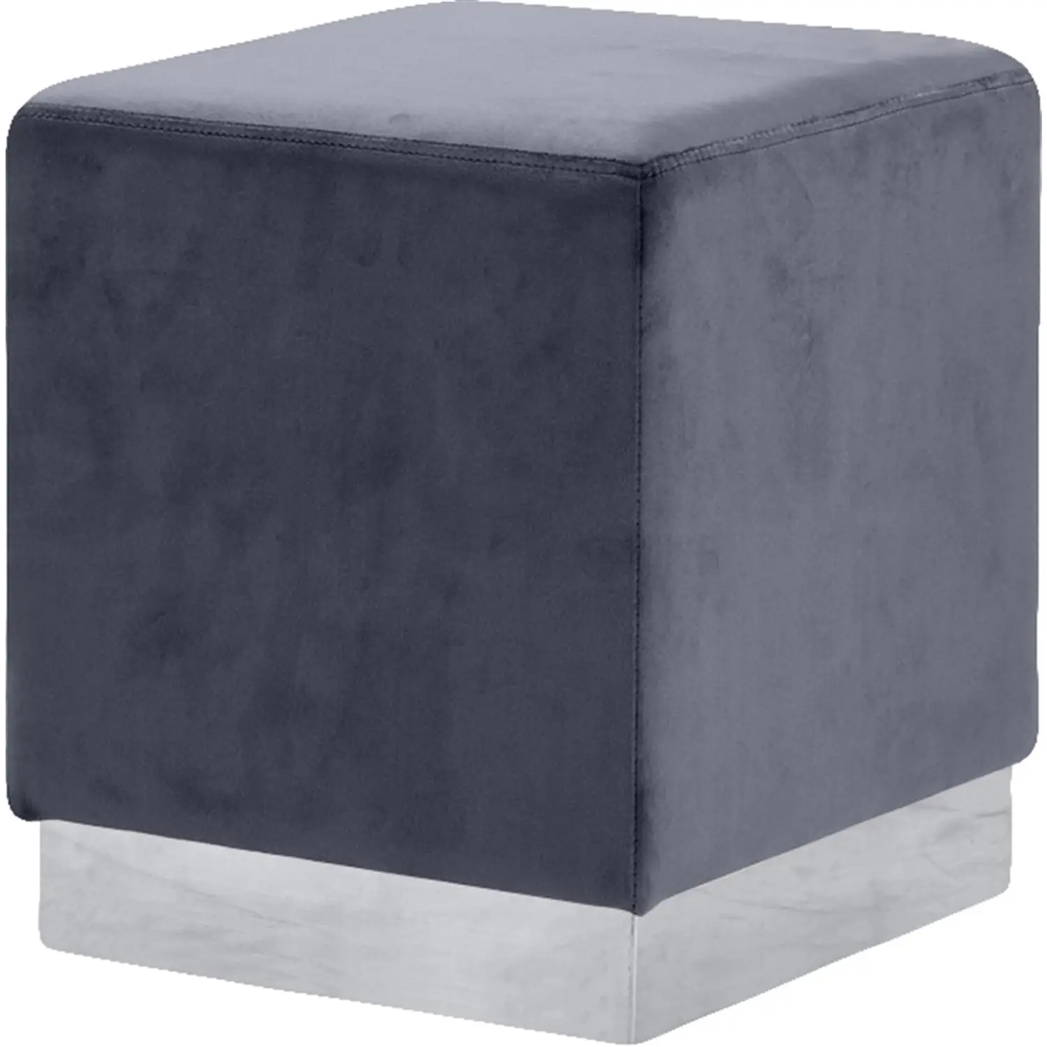 Velvet Upholstered Ottoman Stool with Metal Base - Stylish Accent Seating Grey and Chrome, Customized