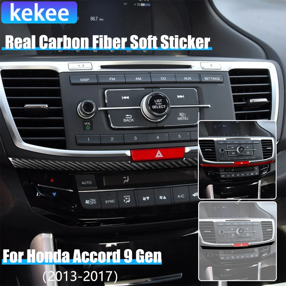 

Настоящее углеродное волокно, автомобильные аксессуары, центральная консоль, вентиляционная полоса, мягкая наклейка для Honda Accord 9th Gen 2014 2015 2016 2017