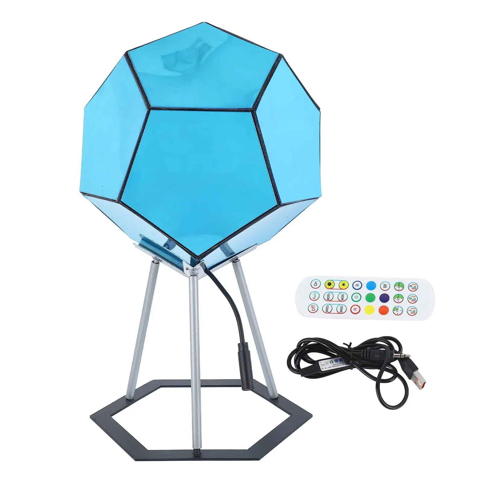 

RGBW Dodecahedron Night Lamp with Remote – 365 Light Modes Small Table Lamp for game Room & Adults