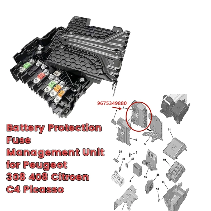 Car Battery Protection Fuse Management Unit 9675350380 For Peugeot 308 408 Citroen C4 Picasso 9675350280 9675349880