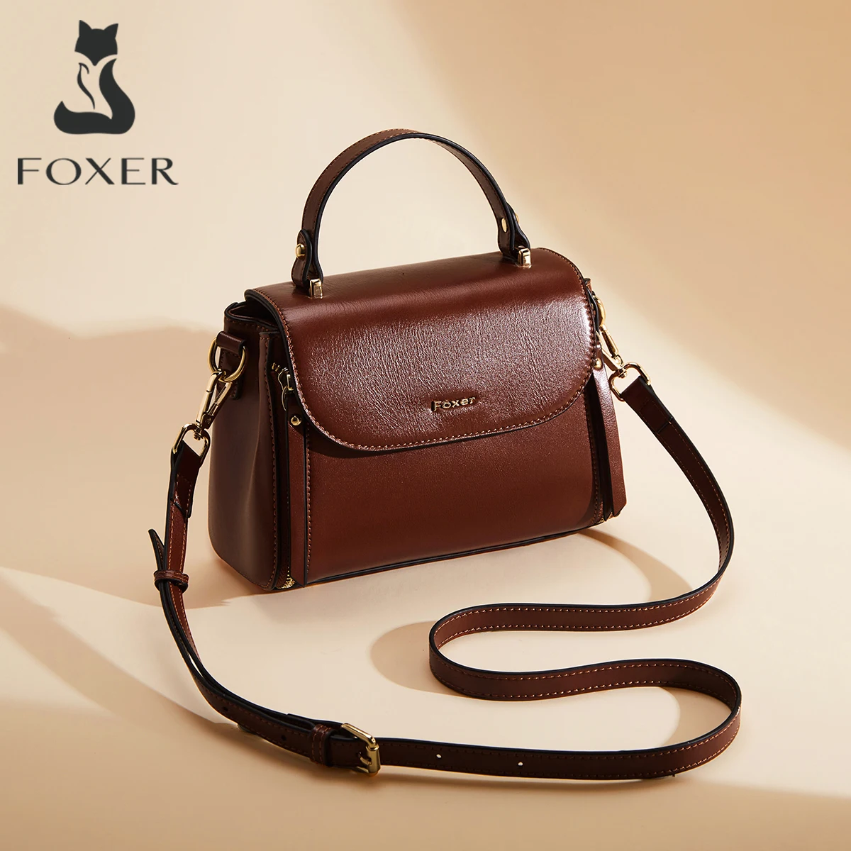 

FOXER брендовая женская сумка в стиле ретро из коровьей кожи, зимняя женская сумка на плечо, большая вместительная универсальная сумка через плечо, кошелек
