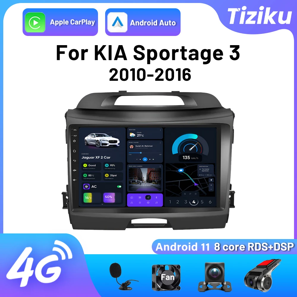 

Автомагнитола CarPlay Android для KIA Sportage 3 2010-2016, мультимедийный видеоплеер с GPS-навигацией, Авторадио, стерео головное устройство 4G