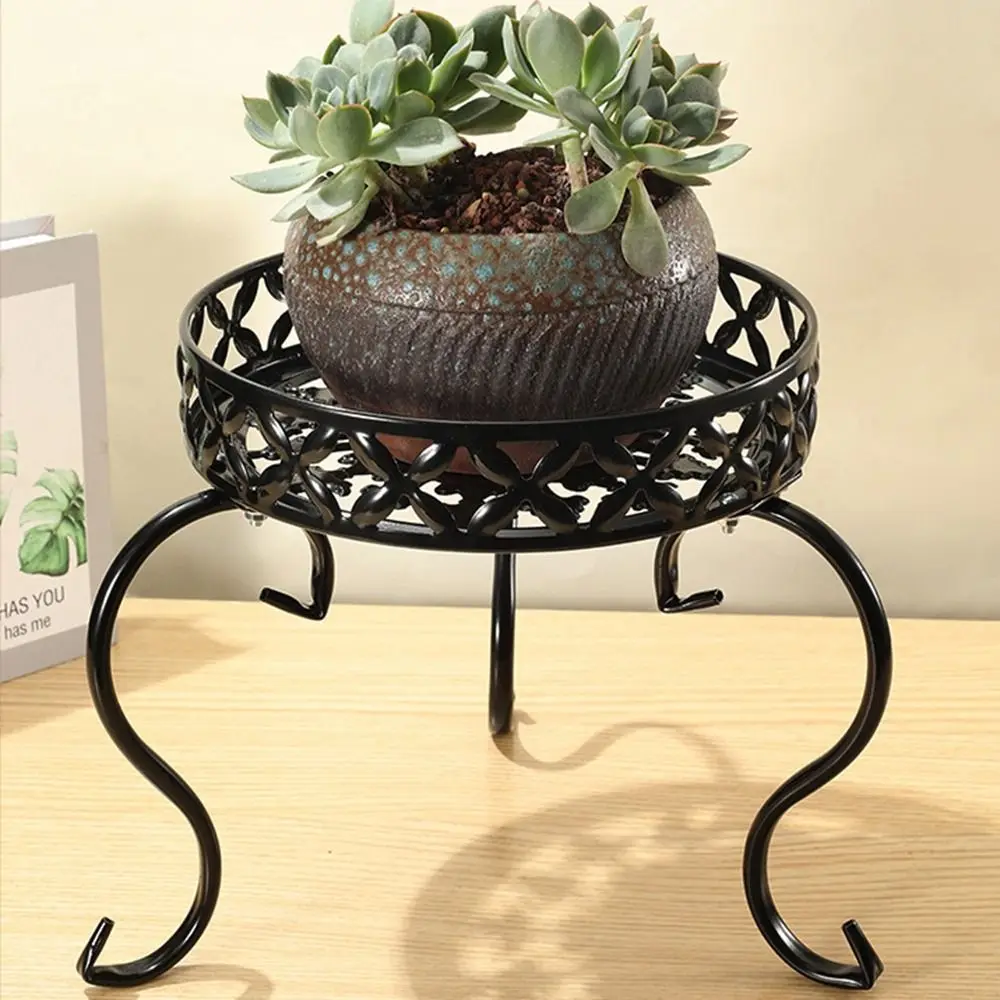 Metal Plant Stand Modern Carving Potted Plant Stand Retro Flower Pot Stand Holder Home Garden Black White Planter Display Rack