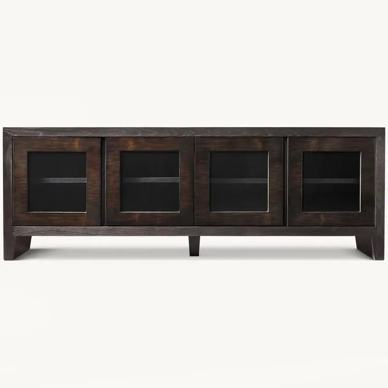 Luxury Modern Solid Wood 4 Door Display Cabinet for Living Room Wine Glass Storage Showcase Furniture Home Decor