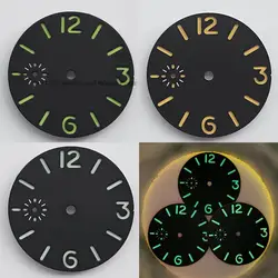 Watch Parts Watch Dial 36mm Double-deck Sandwich Black Dial Green Luminous for eta6497 6498 ST3600 Replacement Repair Tools