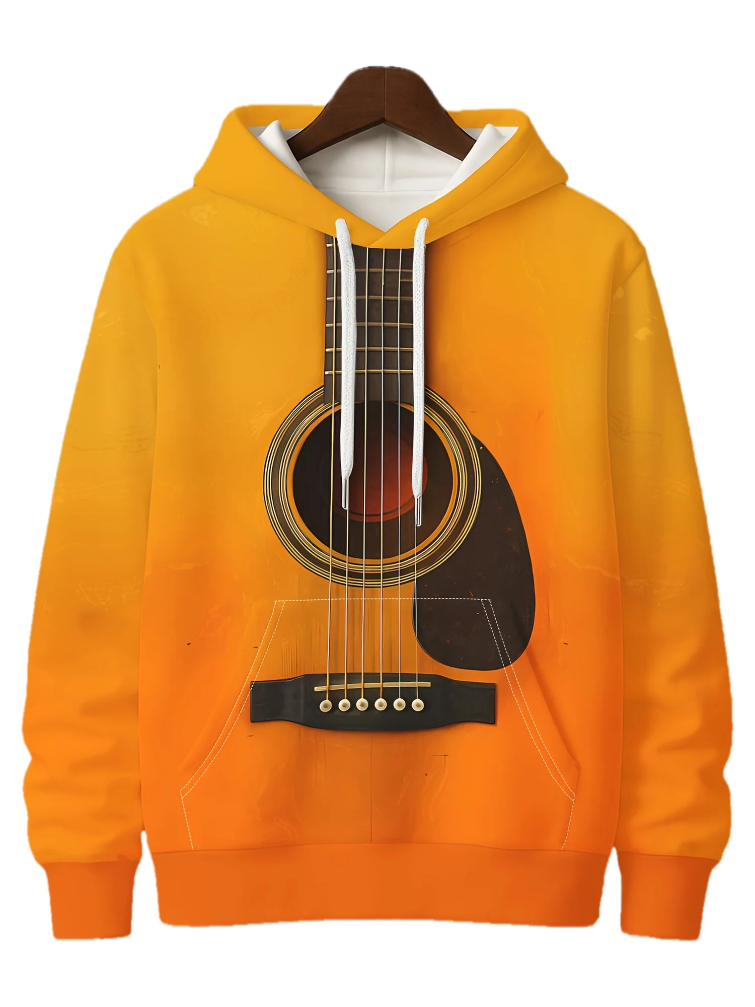Mens Gradient Guitar Hoodie Pullover Sweatshirt Music Lovers Print Streetwear Casual Oversized Long Sleeve Warm Cotton Top Gift