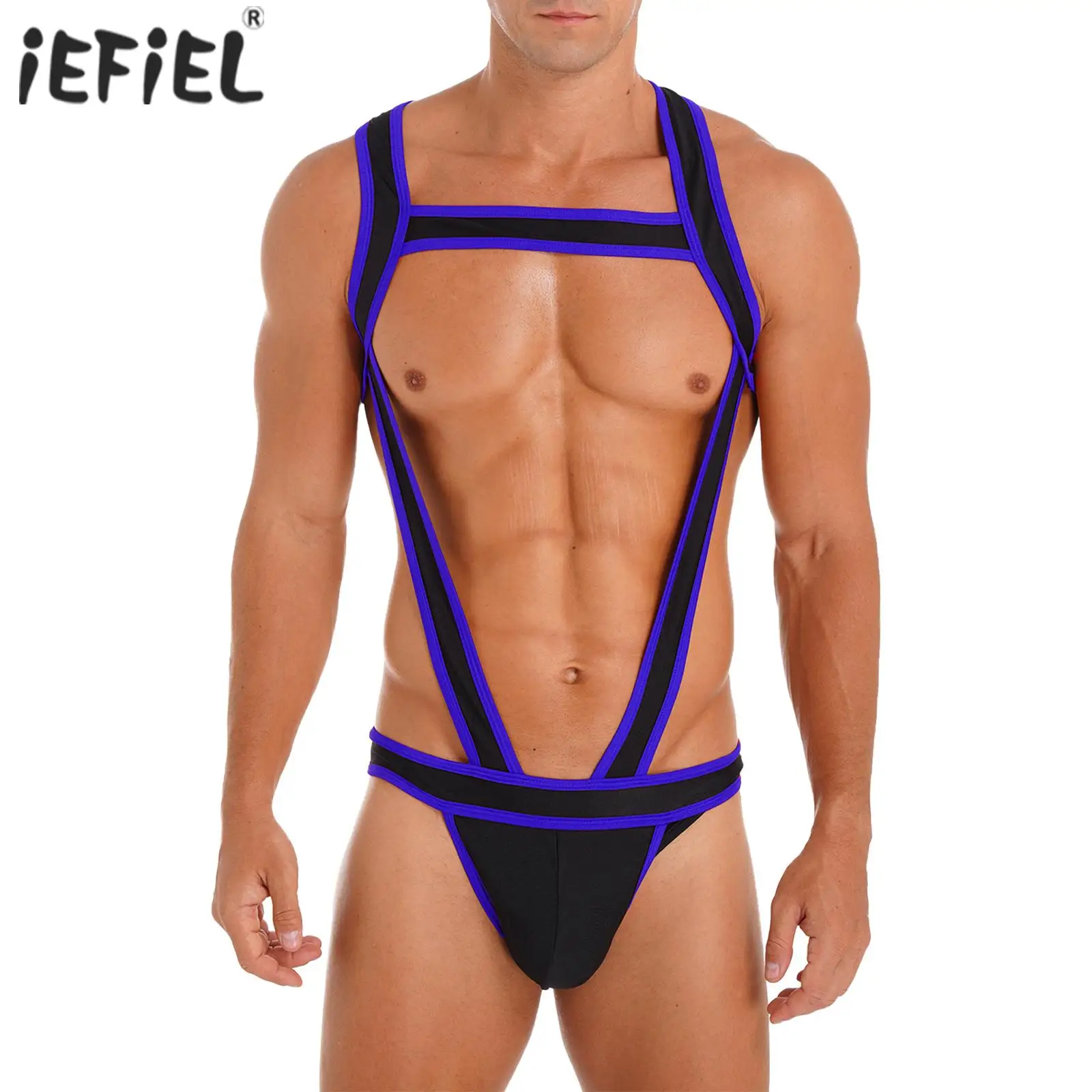 Lingerie Wresting Singlet Mankini Costumes Gay Mens Bulge Pouch Jockstrap Underwear One-piece Monokini Bodysuit Chest Harness