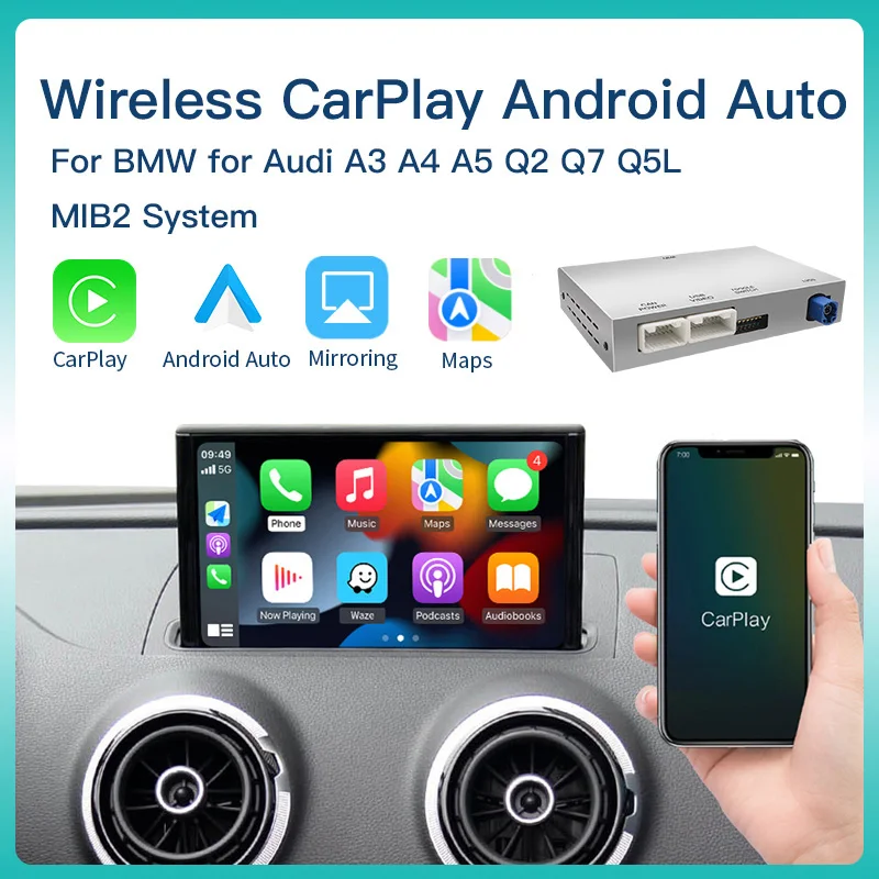 Wireless CarPlay Android Auto Interface for Audi A3 8V A4 B9 A5 Q2 Q7 Q5L 8P AirPlay Mirror Link multi-media reversing camera