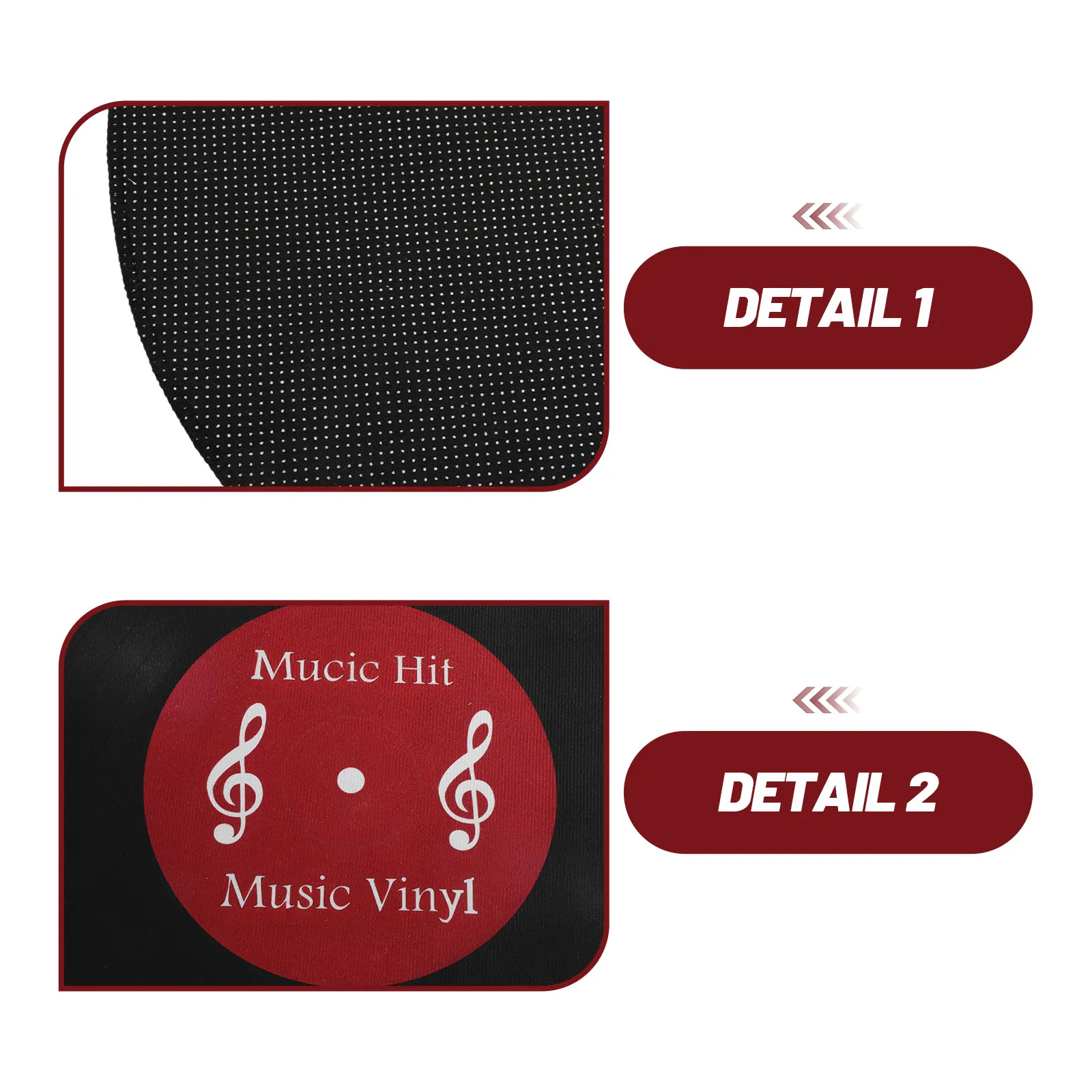 Non-Slip Vinyl Record Circle Rug 60Cm Premium Wear-Resistant Round Floor Mat for Bedroom Living Room Dining Room Modern