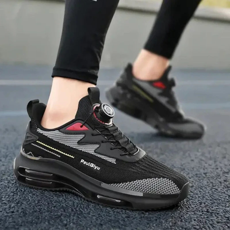 

Men's Casual Sports Shoes with Round Toe Thick Sole Air Cushioning Shock Absorption Spring Summer Lace-up Outdoor Running Shoes