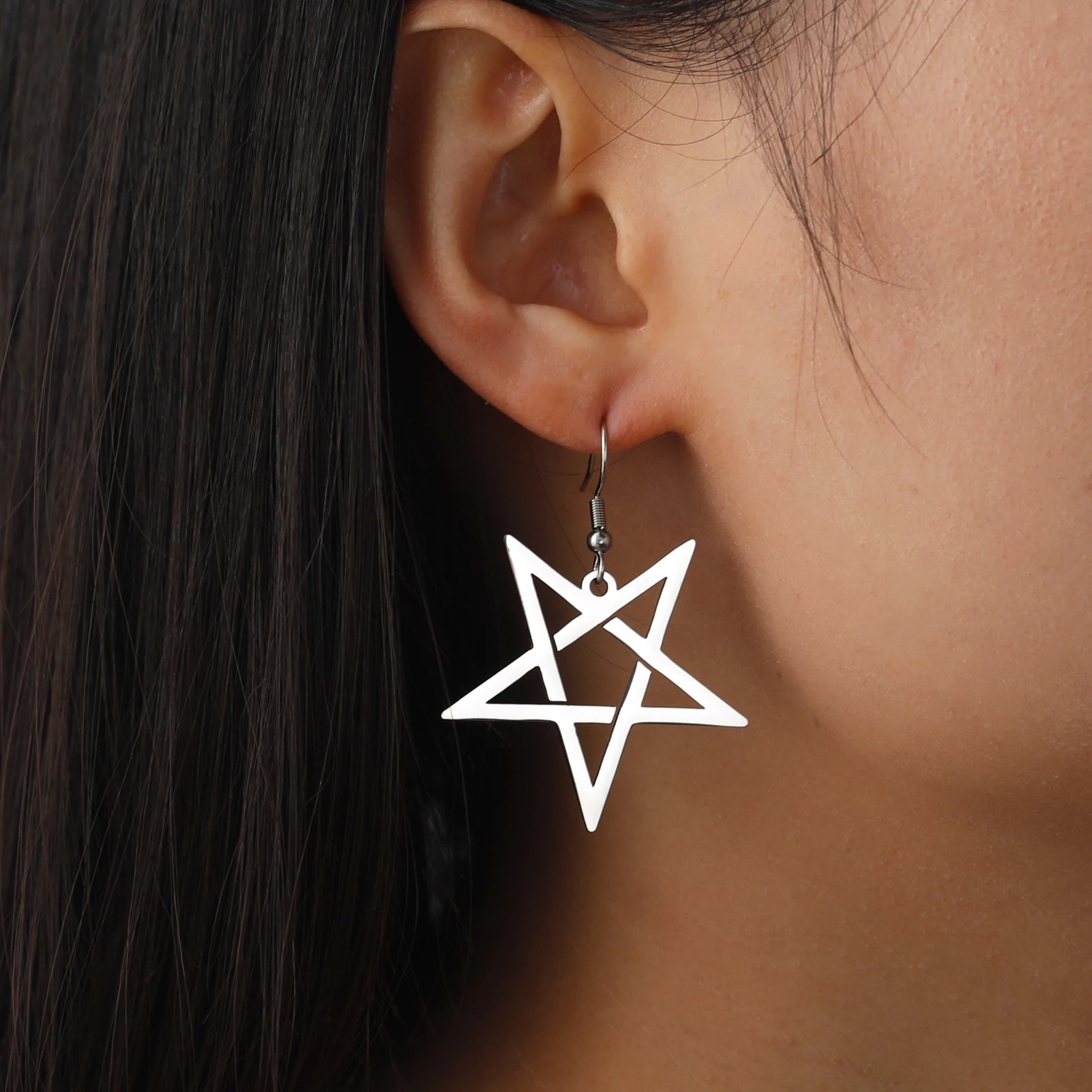 Unift Inverted Pentagram Satanic Necklace for Men  Stainless Steel Long Neck Chain Goth Gothic Occult Wicca Pentacle Jewelry