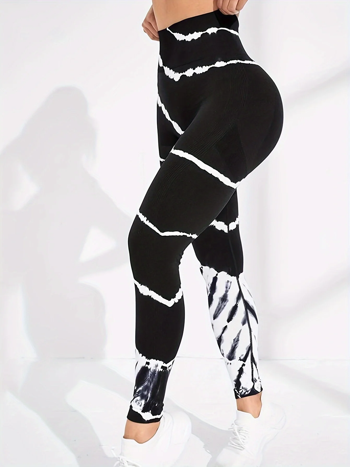 Women's High Waist Elastic Tie-Dye Yoga Pants Slim Fit Sports Leggings