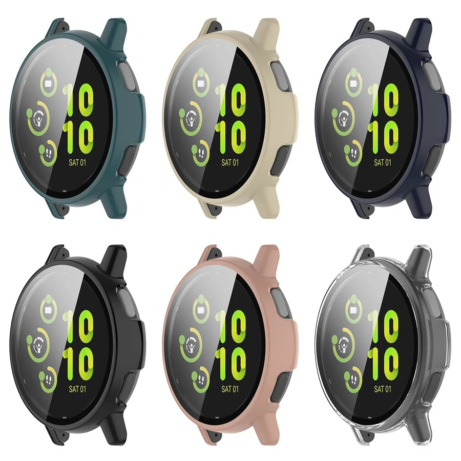 For Garmin VivoActive 5 Case Protective Cover + Tempered Glass Screen Protector For Garmin Active 5 Bumper Frame Shell Accessory