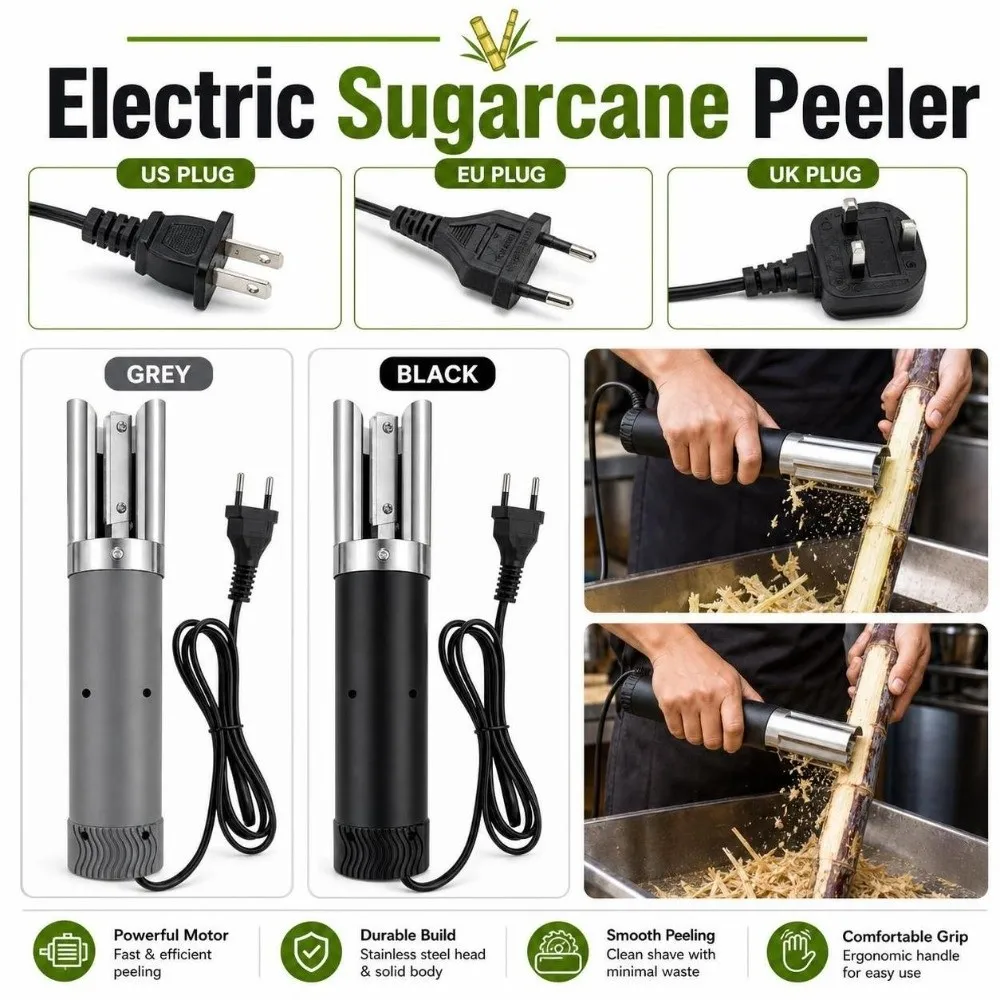 Anti-Splash Electric Sugarcane Peeler US EU UK Efficient Automatic Sugarcane Scraper Professional Save Time