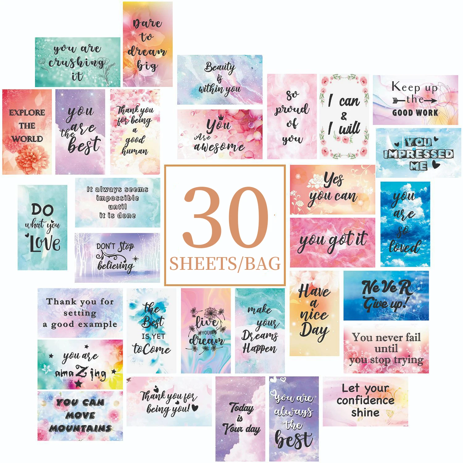 120/60/30pcs Inspirational Text Cards - Motivational Refueling Stickers Postcards - Atmosphere Decoration Wall Stickers- Friends