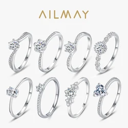 Ailmay Exquisite Fashion 925 Sterling Silver Sparkling Zircon Rings For Women Classic Wedding Statement Jewelry