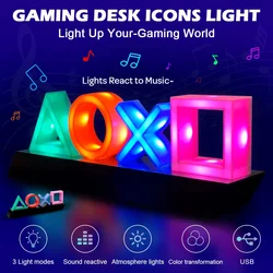 NEW Game Icon Light For PS4/PS5 Music Icon Light Voice Control LED Neon Lamp Atmosphere Decoration for Bar USB/Battery Powered