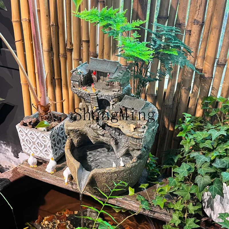 

SM micro-landscape flowing water ancient method fish tank water circulation landscaping filter fish ecological tank