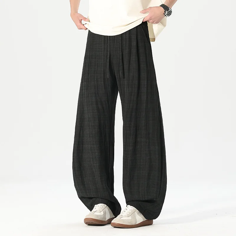 2026 Spring and Summer New Striped Scimitar Casual Pants Men's Thin Quick-drying Straight Wide-leg Pants